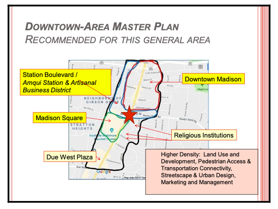 A map of the downtown area with areas mapped out