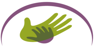 Logo of a small hand holding a large one.